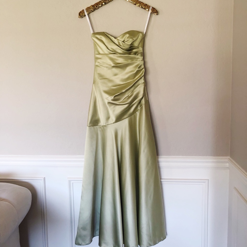 Olive Green Strapless Formal Gown/Bridesmaid Dress